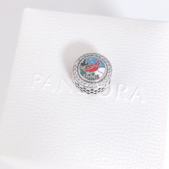 Pandora Sterling Silver Cardinals Holiday Charm Bead S925 Silver with box - Picture 7 of 7
